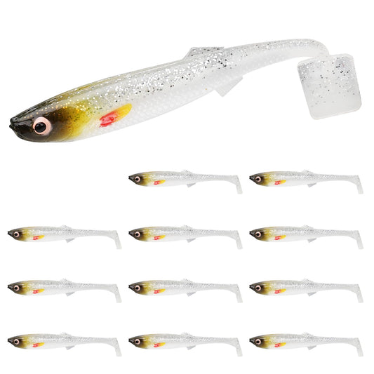 TRUSCEND® Hand-Painted Soft Paddle Tail Fishing Lures 2.55" 0.08oz 12pcs