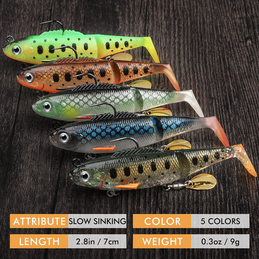 TRUSCEND® Soft Glide Bait Paddle Tail Swimbait with Spinner