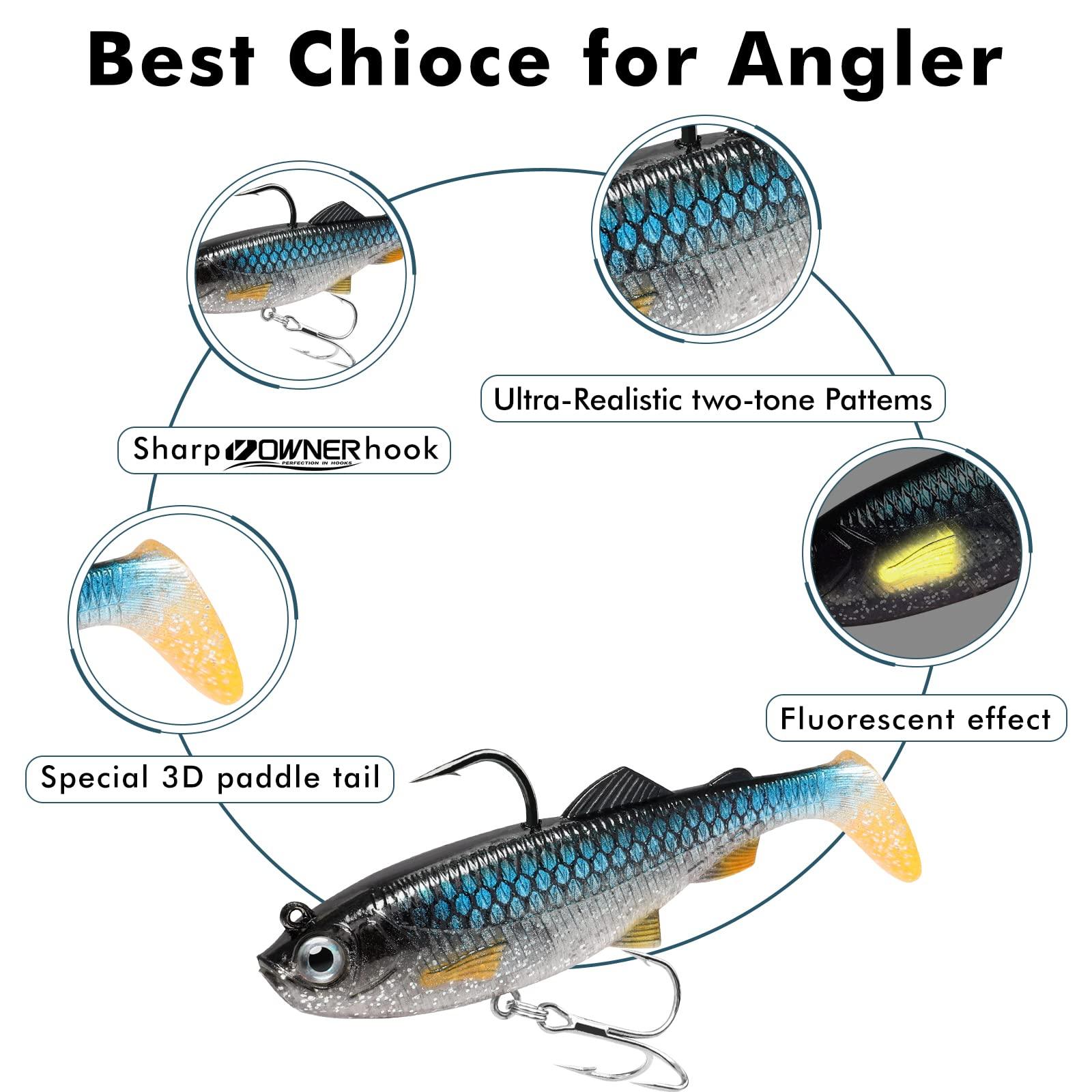 TRUSCEND Pre-Rigged Paddle Tail Shad Swimbait for Bass - Truscend Fishing